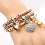 Crystal Owl Heart Charm Bracelets