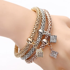 Crystal Owl Heart Charm Bracelets