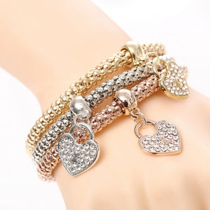 Crystal Owl Heart Charm Bracelets