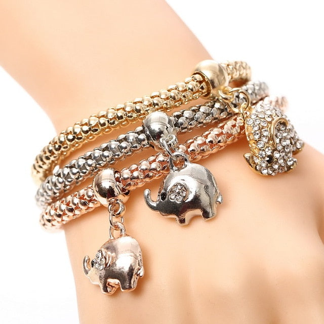 Crystal Owl Heart Charm Bracelets