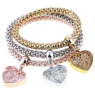 Crystal Owl Heart Charm Bracelets